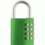 CADENAS À CODE - EN ALUMINIUM - 4 MOLETTES - 40 MM - VERT - 145 ABUS
