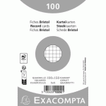 LOT DE 20 - PAQUET 100 FICHES SOUS FILM - BRISTOL QUADRILLÉ 5X5 NON PERFORÉ - 100X150MM - BLANC