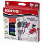 LOT DE 4 - KIT DE MARQUEURS POUR TABLEAU BLANC, 4 MARQUEURS +