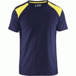 T-SHIRT MARINE/JAUNE FLUORESCENT TAILLE 4XL - BLAKLADER