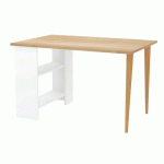 BUREAU ARNO PIED MIXTE 140X80 CM PIN/BLANC/HÊTRE