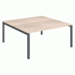 PÔLE 2 BUREAUX DROITS ARKO L 160 X P 168 CM PLATEAUX CHÊNE CLAIR PIÈTEMENT MÉTAL ANTHRACITE