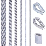 SEILWERK STANKE - CORDE È LINGE, CÂBLE D'ACIER GALVANISÉ GAINÉ (COUCHE PVC) 40M 6X7 3MM, 4X MANCHON DE SERRAGE, 2X COSSE-CÈUR EN ACIER INOXYDABLE