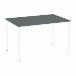 TABLE À MANGER VERSYS AVEC BASE BLANCHE RAL 9003 120 X 80 X 743 CM GRIS FONCÉ