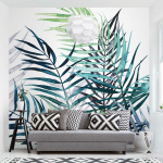 PAPIER PEINT INTISSÉ - EXOTIC FOLIAGE - PALM TREE - MURAL CARRÉ DIMENSION HXL: 192CM X 192CM