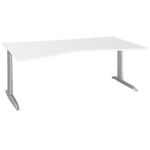 BUREAU DIRECTION ACTUAL - L. 180 X P. 90 CM - PLATEAU BLANC - PIEDS L ALUMINIUM
