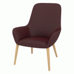 FAUTEUIL CITY DOSSIER MOYEN PIED BOIS ENDUIT PVC GRENAT - QUADRIFOGLIO