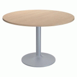 TABLE RONDE EXCELLENS PLATEAU D 120 CM CHÊNE CLAIR - 6 PERSONNES - PIED MÉTAL TULIPE ALU RAL 9006