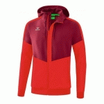 VESTE À CAPUCHE - ERIMA - TRACKTOP SQUAD BORDEAUX/ROUGE