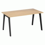 BUREAU DROIT EDEN ARCHE CHÊNE CLAIR L 140 CM AVEC GOULOTTE PIED ANTHRACITE