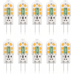 G4 2W LED AMPOULE, 20W AMPOULES HALOGÈNES ÉQUIVALENTES, BLANC CHAUD 3000K,200LM,12X SMD,12V AC/DC - PACK DE 10 [CLASSE ÉNERGÉTIQUE A+]