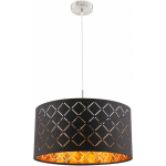 SUSPENSION NOIRE TABLE À MANGER SUSPENSION LAMPE DE SALON MODERNE, ABAT-JOUR TEXTILE ROND, MÉTAL DORÉ, DXH 40X140 CM