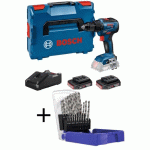 LOT PERCEUSE VISSEUSE SANS FIL GSR 18V-55 2X2,0AH + COFFRET DE 19 FORETS HSS PRO BOSCH