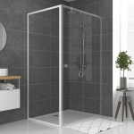 PAROI PORTE DE DOUCHE BLANC RETOUR 80X185CM POUR PORTE - VERRE TRANSPARENT 5MM - WHITY SIDE 80