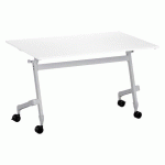 TABLE RABATTABLE L 120 X P 70 CM BLANCHE BRUNEAU PRACTIKA PLUS PIEDS ALUMINIUM