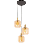 ZUZANNA - SUSPENSION - 3 LUMIÈRE - Ø 50 CM - NOIR ET OR - DESIGN - ÉCLAIRAGE INTÉRIEUR - SALON I CHAMBRE I CUISINE I SALLE À MANGER - ORANGE - QAZQA