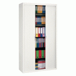 ARMOIRE MÉTAL À RIDEAUX DÉMONTABLE CLASSIQUE H 220 X L 120 CM CORPS BLANC / RIDEAUX BLANC