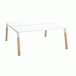 PÔLE DE 2 BUREAUX ECLA BLANC L 180 X P 80 CM PIEDS MÉTAL FINITION BOIS