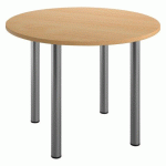 TABLE RONDE L 100 CM EXCELLENS PLATEAU HÊTRE 4 PIEDS MÉTAL ALUMINIUM