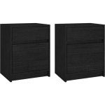 TABLES DE CHEVET 2 PCS NOIR 40X31X50 CM BOIS DE PIN MASSIF