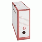 LOT DE 20 - BOÎTE ARCHIVES CARTON BRUNEAU - DOS 10 CM - HAUTE RÉSISTANCE - ROUGE