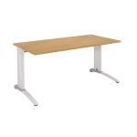 BUREAU DROIT BIOSPACE 2 - L. 180 X P. 80 CM - PLATEAU HÊTRE - PIEDS L BLANC - EMBASE 'BLANCHE'