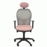CHAISE JORQUERA EN MAILLE GRISE AVEC APPUI-TÊTE FIXE ET ASSISE BALI - ROSA PASTEL