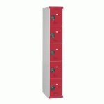 VESTIAIRE COLONNE 5 CASES MONOBLOC ROUGE