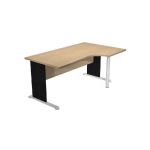 BUREAU COMPACT PRONTO TENDANCE- RETOUR À DROITE L.160 X P.100 CM - PLATEAU CHÊNE  - PIEDS L NOIR