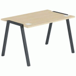 BUREAU GARY 120 X 70 CM PIED ANTHRACITE PLATEAU CHÊNE CLAIR - MBA