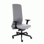 CHAISE DE BUREAU ERGONOMIQUE SMART NOIR, TISSU, AVEC ACCOUDOIRS 3D, MÉCANISME SYNCHRONE, PIEDS NOIRS - GRIS