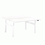 PÔLE DE 2 BUREAUX RÉGLABLES BLANC ERGOMAXX L 140 CM PIÈTEMENT BLANC