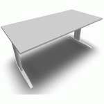 TABLE PIED L AVEC CARTER 160X80 CM GRIS BLANC/BLANC - EOL