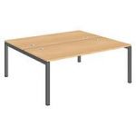 PÔLE 2 BUREAUX L 180 CM PLATEAUX HÊTRE, PIÈTEMENT MÉTAL - TEAM LINE ANTHRACITE