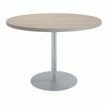 TABLE DE RÉUNION RONDE CHÊNE GRIS Ø 120 CM - PIÉTEMENT ALUMINIUM - ARCH
