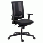 CHAISE DE BUREAU DIFESA TISSU ET MAILLE NOIR - DOSSIER HAUT ACCOUDOIRS RÉGLAGE PROFONDEUR D’ASSISE SOUTIEN LOMBAIRE - MÉCANISME SYNCHRONE + RÉGLAGE PROFONDEUR D’ASSISE - PIEDS NOIR