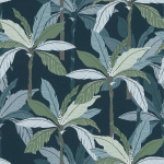 PAPIER PEINT JUNGLE INTISSÉ POUR SALON | PAPIER PEINT TROPICAL MODERNE BLEU PÉTROLE & VERT | TAPISSERIE CHAMBRE ADULTE JUNGLE - 10,05 X 0,53 M