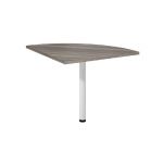 ANGLE DE LIAISON ARRONDI BIOSPACE 2 - CÔTÉS 80 CM - PLATEAU CÈDRE - PIED TUBULAIRE BLANC