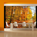 ARTGEIST - PAPIER PEINT FORÊT DE HÊTRES - 350 X 270 CM - VERT ET ORANGE