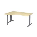 BUREAU COMPACT RETOUR À GAUCHE IMEDIA - L. 160 X P. 110 CM - PLATEAU ERABLE - PIEDS ALUMINIUM