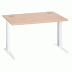 BUREAU DROIT L 120 CM CHÊNE CLAIR RÉGLABLE EN HAUTEUR PIÈTEMENT MÉTAL EXCELLENS BLANC