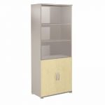 MEUBLE HAUT ACTIVITY 2 PORTES BASSES - H. 180 X L. 80 X P. 45 CM - CORPS BLANC - COLORIS DES PORTES : HÊTRE.