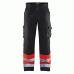 PANTALON HAUTE VISIBILITÉ NOIR/ROUGE FLUORESCENT TAILLE 50C - BLAKLADER