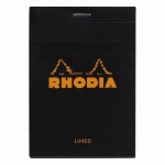 BLOC AGRAFÉ RHODIA N°12 8,5X12 CM 80 FEUILLETS LIGNÉ 80G - NOIR - LOT DE 20