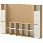 ENSEMBLE MEUBLE TV ET RANGEMENT IVO N°2 CHÊNE/PORTE BLANC - QUADRIFOGLIO