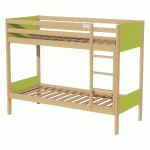 LIT SUPERPOSÉ IDENTITÉ TÊTE/PIED PANNEAU SOMMIER LATTES 90X190 CM ARGENT/VERT - MANUTAN COLLECTIVITÉS