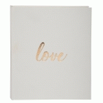 LIVRE D'OR 140 PAGES TRANCHE OR - FORMAT 21X19CM - LOVE BLANC - BLANC