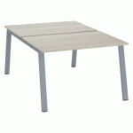 PÔLE DE 2 BUREAUX ECLA CHÊNE GRIS L 120 X P 80 CM PIÈTEMENT MÉTAL FINITION ALUMINIUM