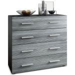 VLADON - COMMODE BUFFET ARMOIRE PAVOS EN NOIR MAT - HAUTE BRILLANCE & TONS NATURELS - AVOLA-ANTHRACITE - AVOLA-ANTHRACITE