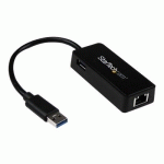 STARTECH.COM ADAPTATEUR RÉSEAU USB 3.0 VERS GIGABIT ETHERNET AVEC PORT USB - NOIR